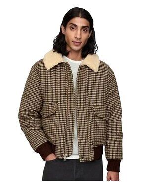 Gap Like New Wool-Blend Houndstooth Heavyweight Cozy Bomber Jacket - Med